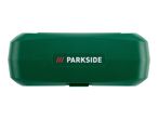 A green Parkside tool case with the brand logo in white and red.