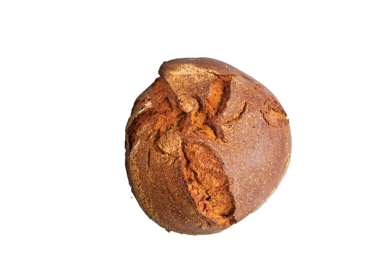 Ümmargune pruun leib mustal taustal