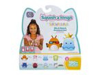 Squish-a-longs packaging with a girl holding mini-squish toys and various collectible characters.