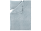 Livarno Microfibre Satin Bedlinen: light blue grid pattern duvet cover and pillowcase, with striped reverse.