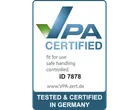 Σφραγίδα VPA Certified: κατάλληλο για χρήση, ασφαλής χειρισμός, ελεγχόμενο. ID 7878. Δοκιμασμένο & Πιστοποιημένο στη Γερμανία.