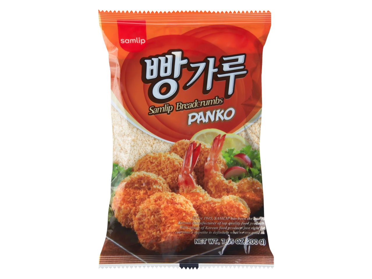 SAMLIP Panko Breadcrumbs package featuring fried shrimp and cutlets.