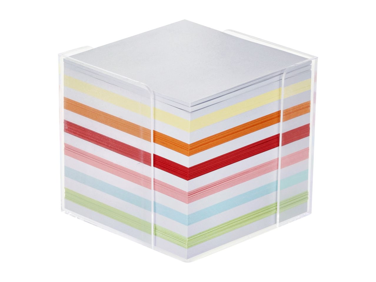 Colorful memo pad in a clear acrylic holder