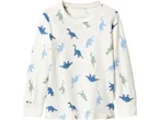 Lupilu® Kids' Pyjamas: White long-sleeved top with blue and green dinosaur print.