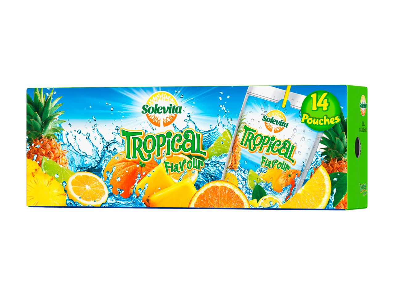 Solevita Tropical Flavour : boîte de 14 sachets de boisson.
