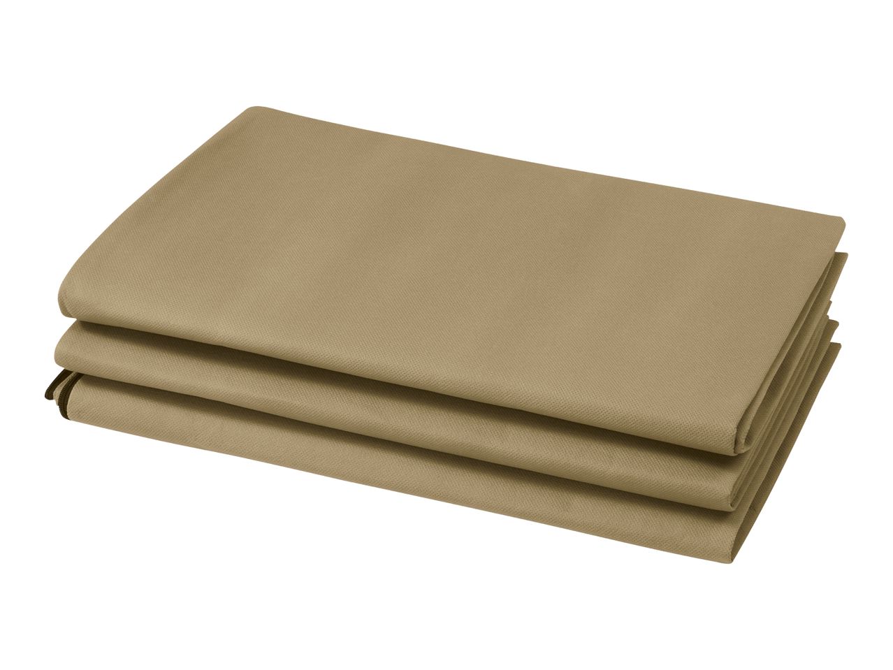 Folded beige protective cover for garden furniture