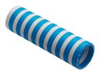 Blue and white striped paper roll