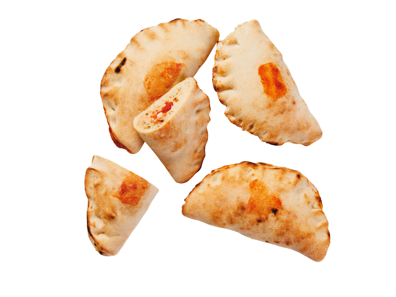 Calzones assados com molho de tomate.