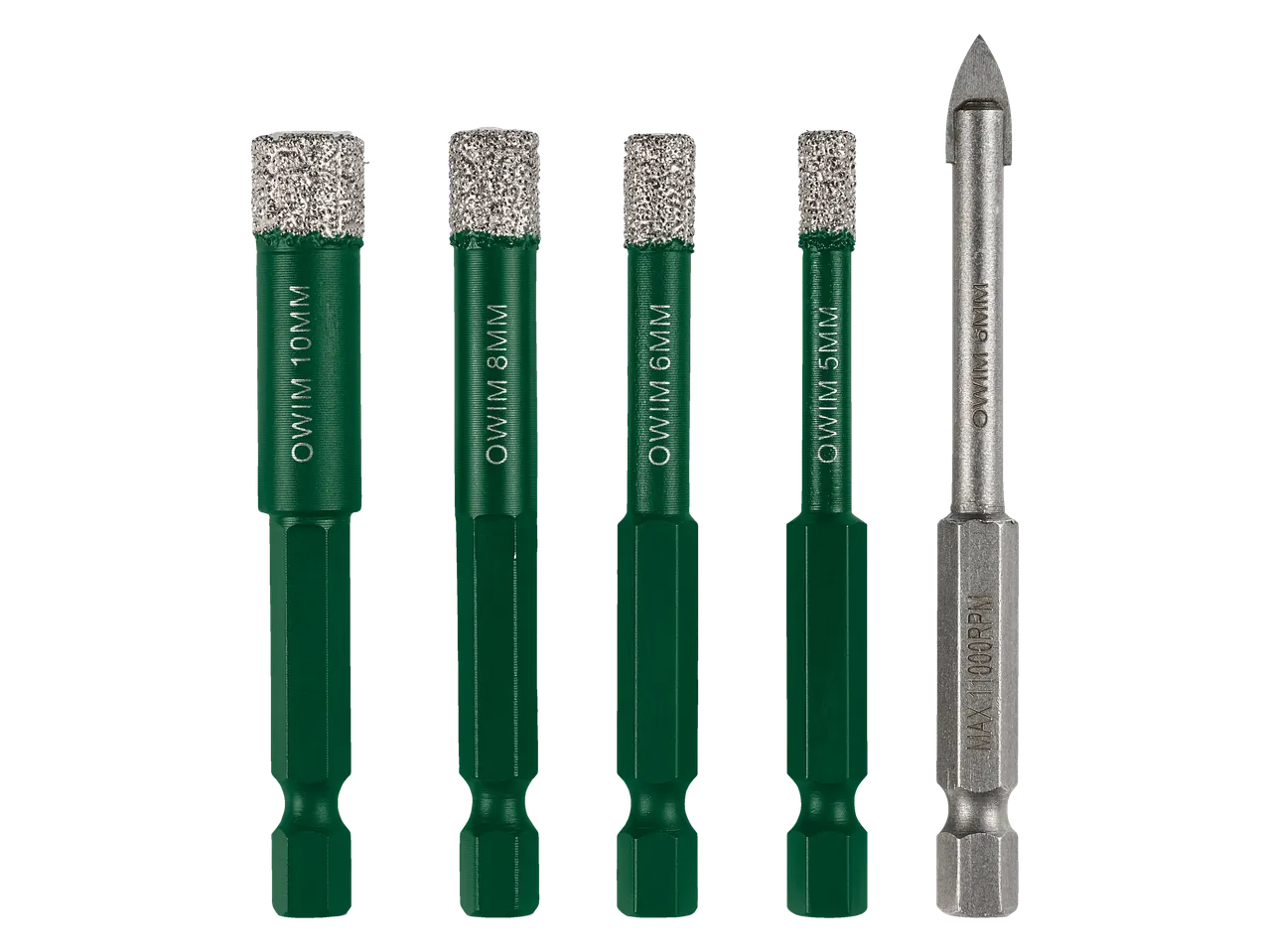 Parkside® gyémánt fúrófej készlet csempékhez, különböző méretekben.