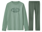 Комплект пижама от две части в цвят мента, с дълъг ръкав и надпис „ATHLETIC 1986“.