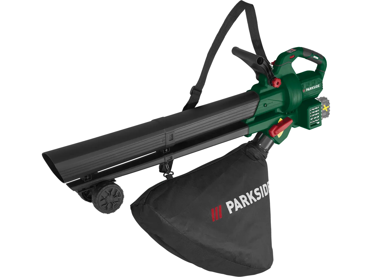 PARKSIDE 40 V cordless leaf blower/vacuum, green and black, with collection bag