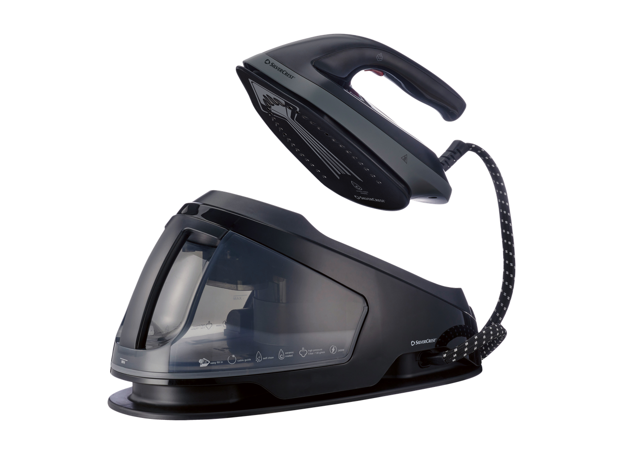 Silvercrest® pegla sa parnom stanicom u crnoj boji