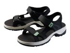 Pair of black and white sports sandals with light green accents