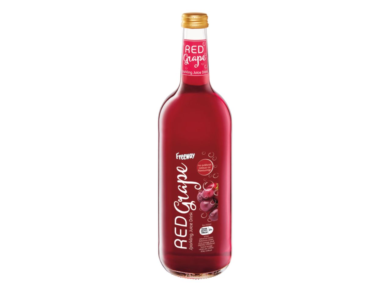 Freeway Red Grape sparkling juice drink bottle.