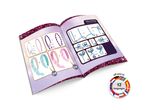 Open instruction booklet showing how to make headbands and butterfly bows, with a badge indicating 12 languages.
