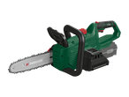 A Parkside X20V Team cordless chainsaw with a 10' bar and chain.