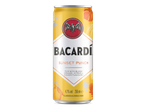 Gele blikje met een alcoholische drank met rum, bloedsinaasappel, citrus en gember.