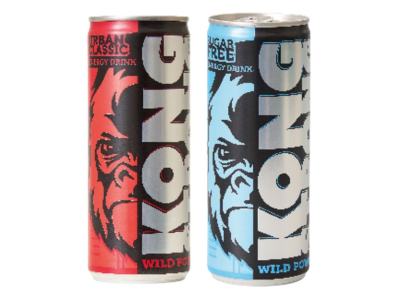 Kaks Kongi energiajooki purki: klassikaline ja suhkruta.
