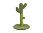 Ein grüner Kaktus-Katzenkratzbaum mit Sisalstamm und flauschigem Pompon.