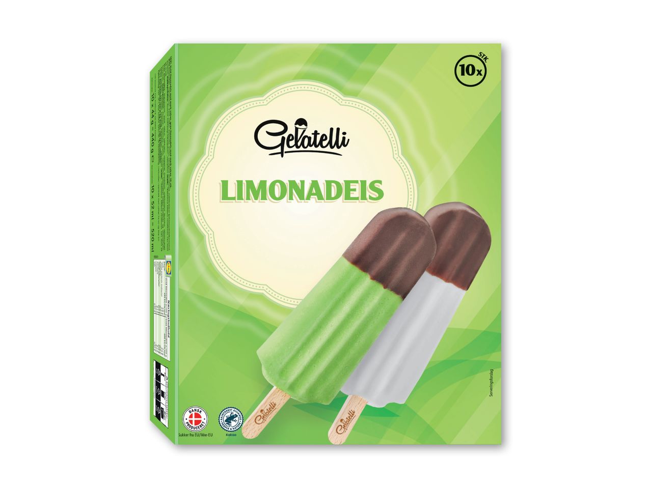 En æske Classic Lemonades ispinde med chokoladeovertræk.