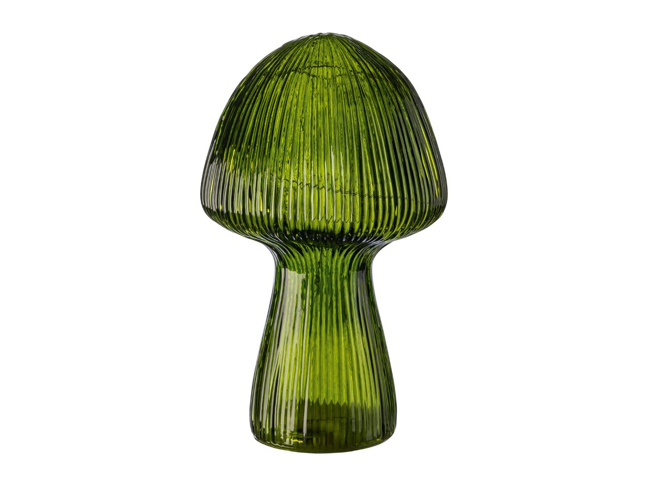 Green ribbed glass mushroom-shaped table lamp