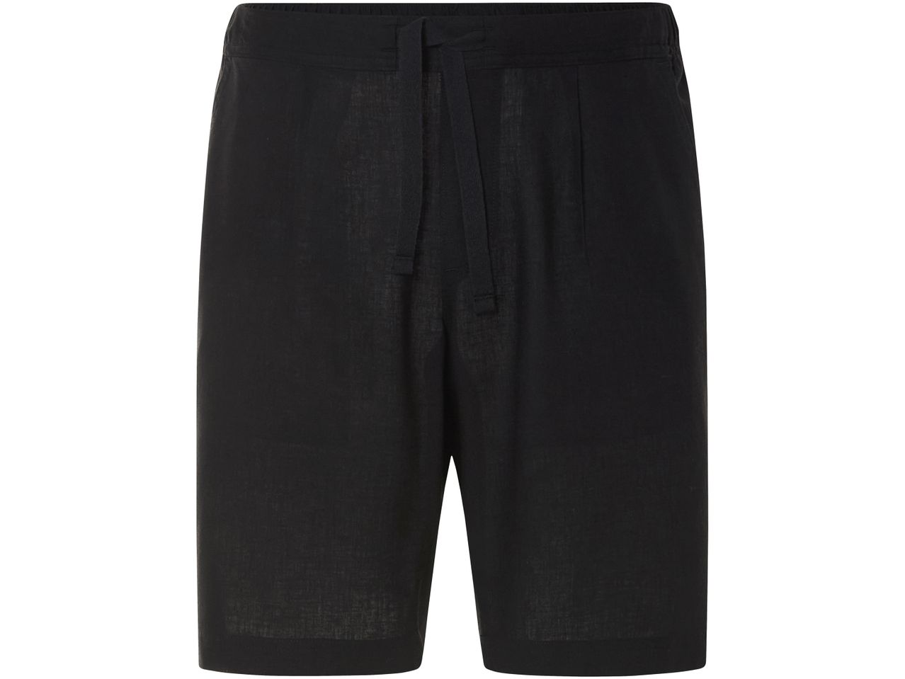 Shorts neri in lino, con coulisse in vita.