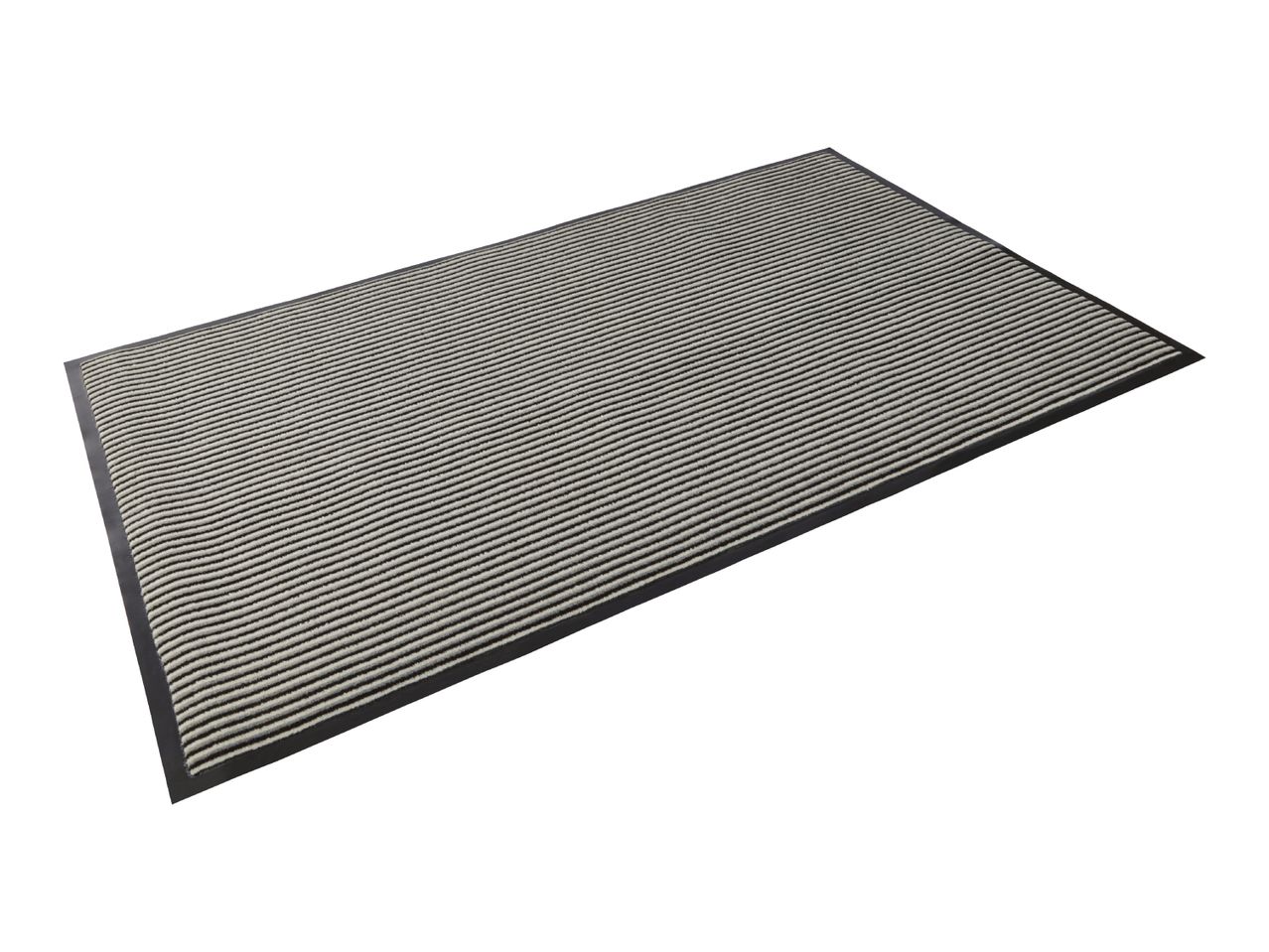 Rectangular black and white striped doormat