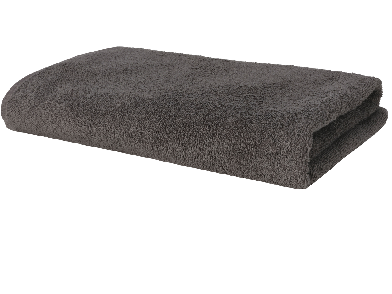 Folded dark grey bath towel