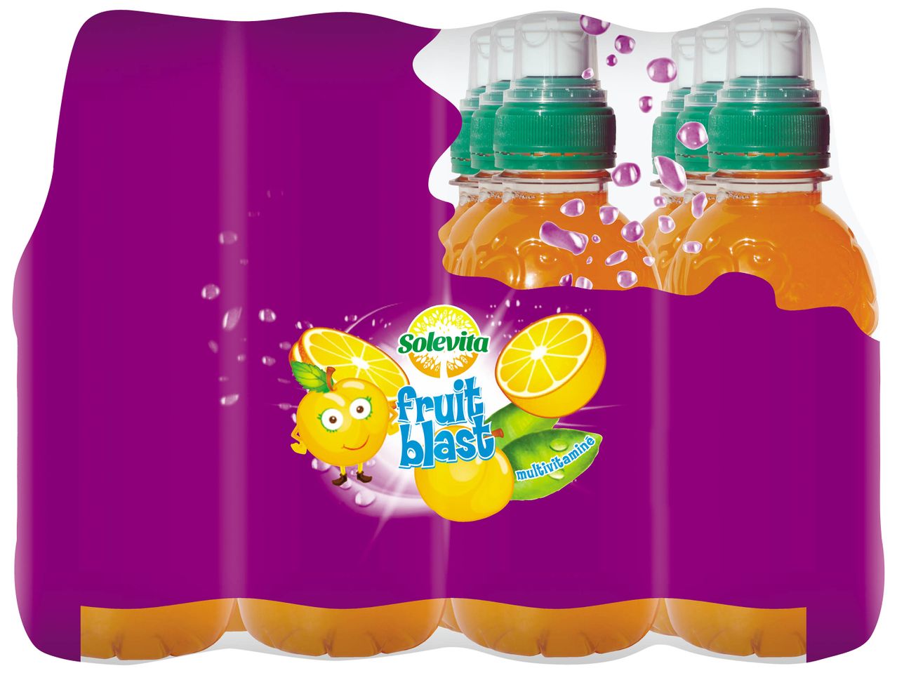 Pack de jus de fruits Solevita Fruit Blast multivitaminés.