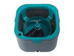 Mop bucket with wringer and brush in teal and grey