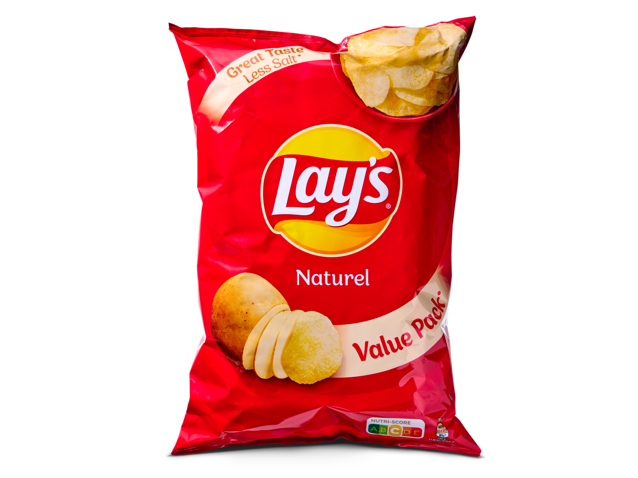 Lay's Naturel chips: groot pak, minder zout.