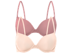 Два сутиена в телесен и розов цвят, подредени един върху друг.