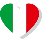 Sigiliu în formă de inimă cu steagul italian, simbolizând „Made in Italy”.