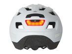White bicycle helmet with rear light.