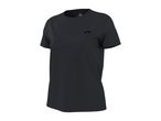 Black short-sleeved women's sports t-shirt with a small logo on the chest.