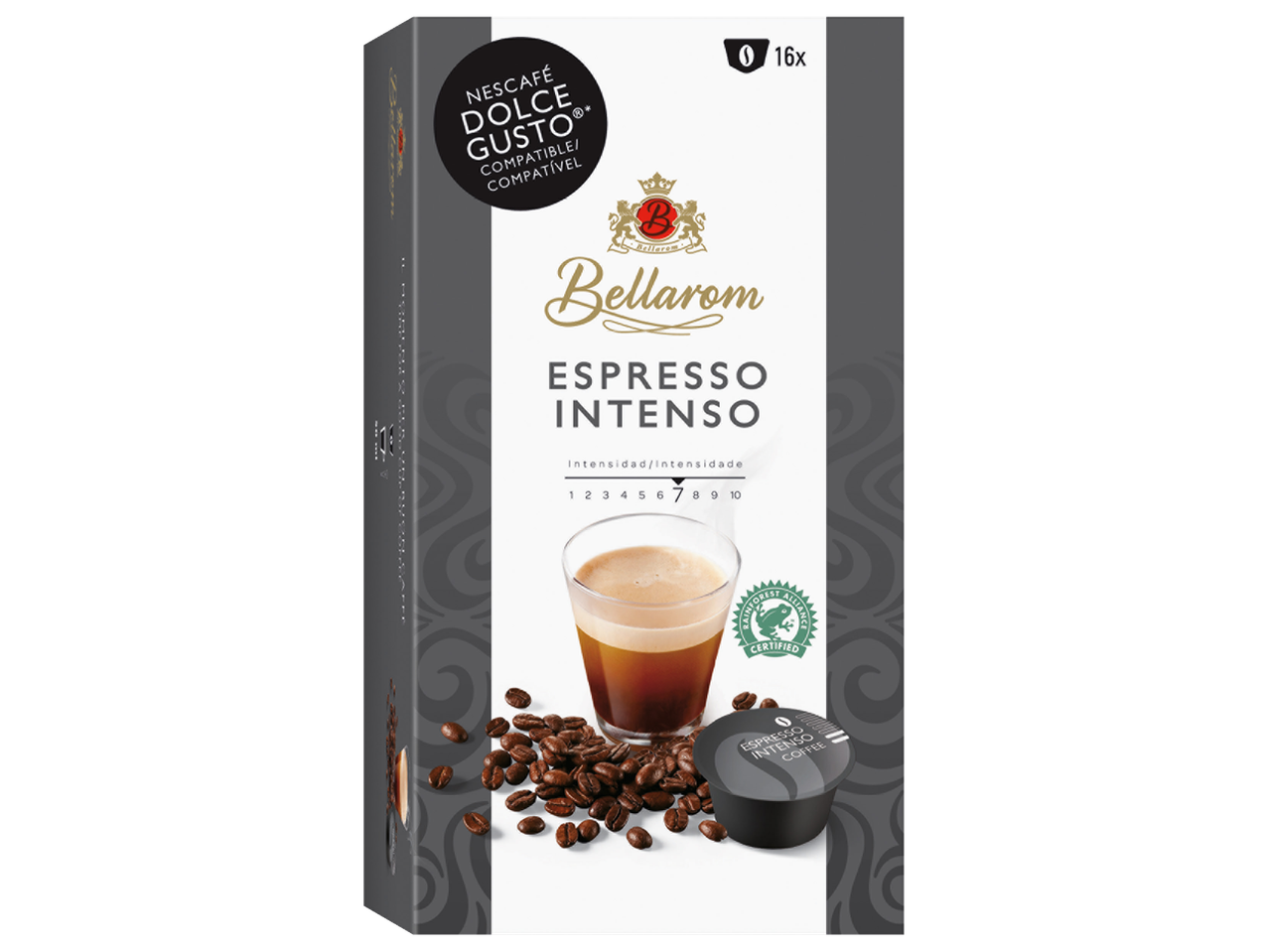 Cápsulas de café Bellarom Espresso Intenso, compatíveis com máquinas Nescafé Dolce Gusto.