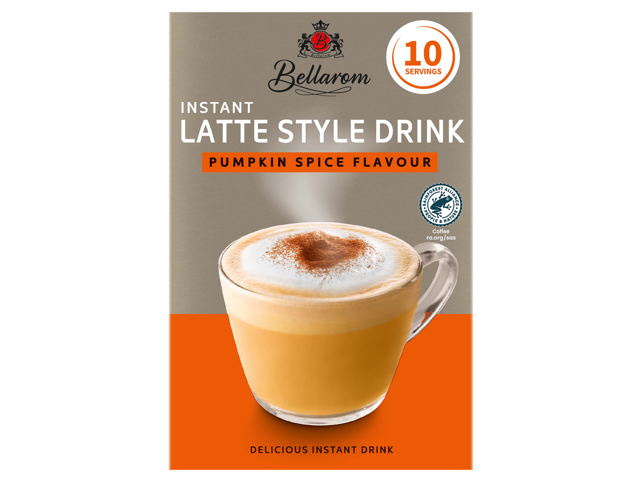 Sütőtökös fűszeres instant latte italpor 10 adagos kiszerelésben.