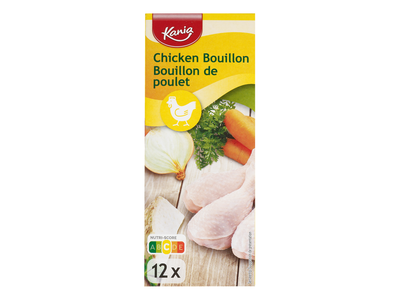 Kania Bouillon de poulet avec Nutri-Score C et 12 portions.