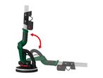 Long-reach drywall sander with a flexible head, shown in two positions with a red arrow indicating movement.