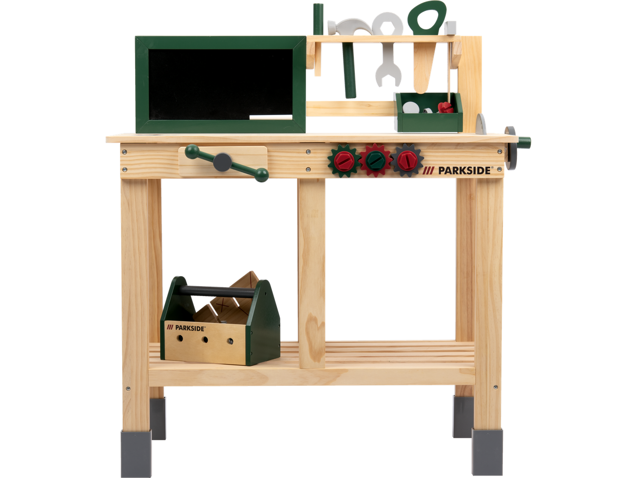 Parkside koka bērnu darbagalds ar instrumentiem un tāfeli.