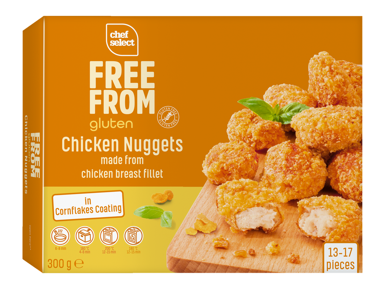Chef Select nuggets de pui fără gluten în crustă de fulgi de porumb, 300g