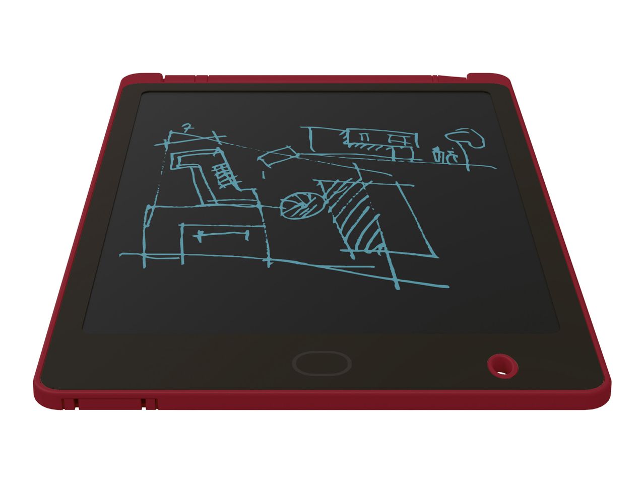 Black and white drawing tablet with a red frame.