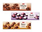 Tre pakker dessertchokolade: Tvillingringe, Åkander og Mimoser, alle 62g.