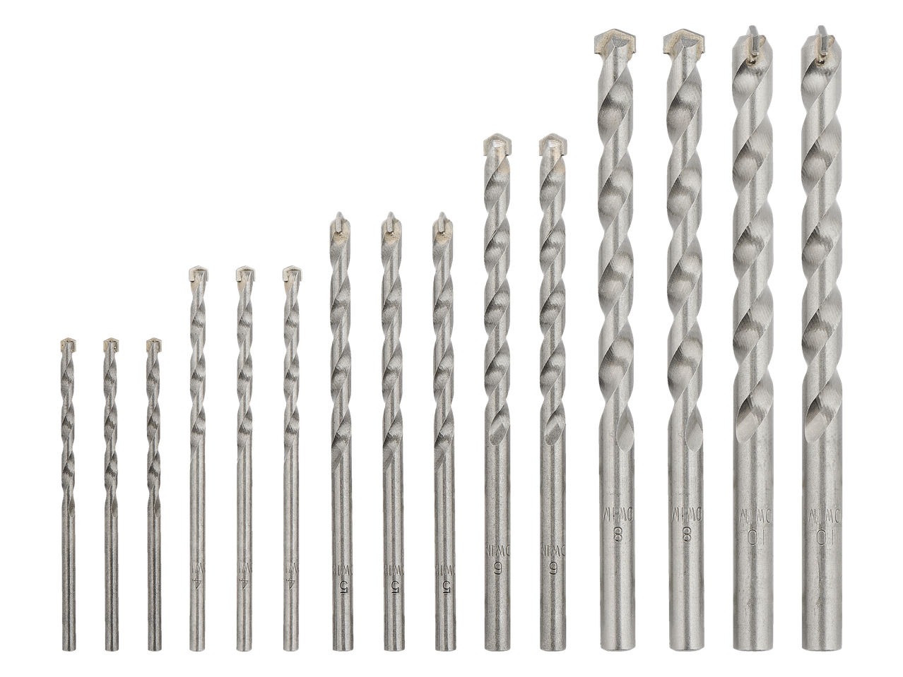 PARKSIDE® Drill Bit Set Assortment with various sizes of masonry drill bits.