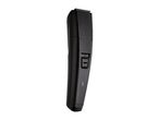 Black electric hair and beard trimmer with a textured grip and adjustable settings.