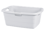Witte W5 wasmand of -bak met geïntegreerde handvatten.