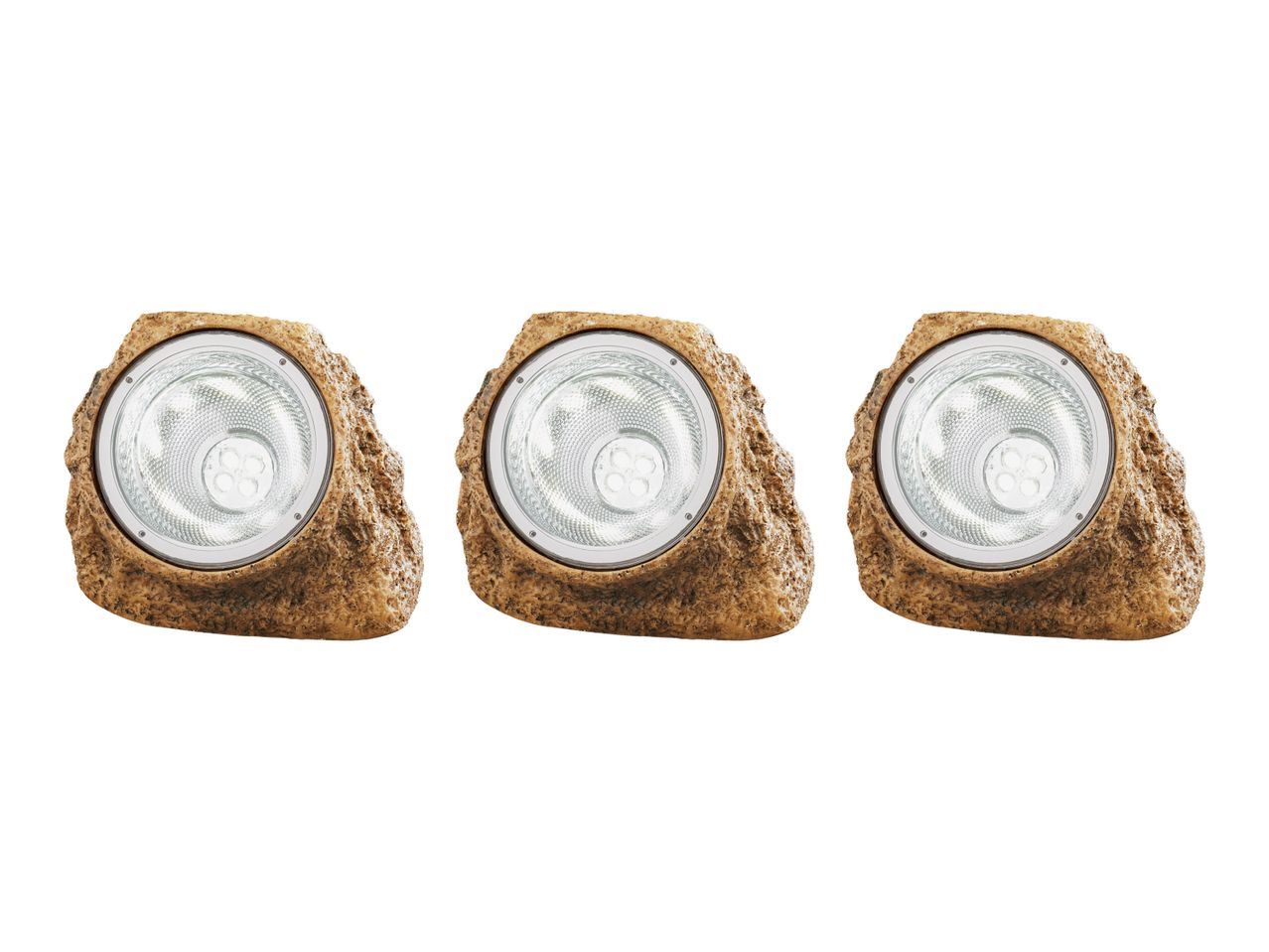 Three outdoor LED rock lights.
