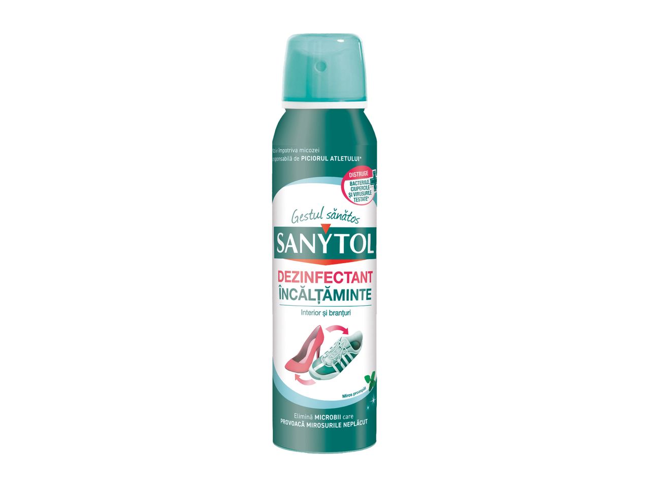 Dezinfectant Sanytol pentru încălțăminte, elimină bacteriile și mirosurile neplăcute.