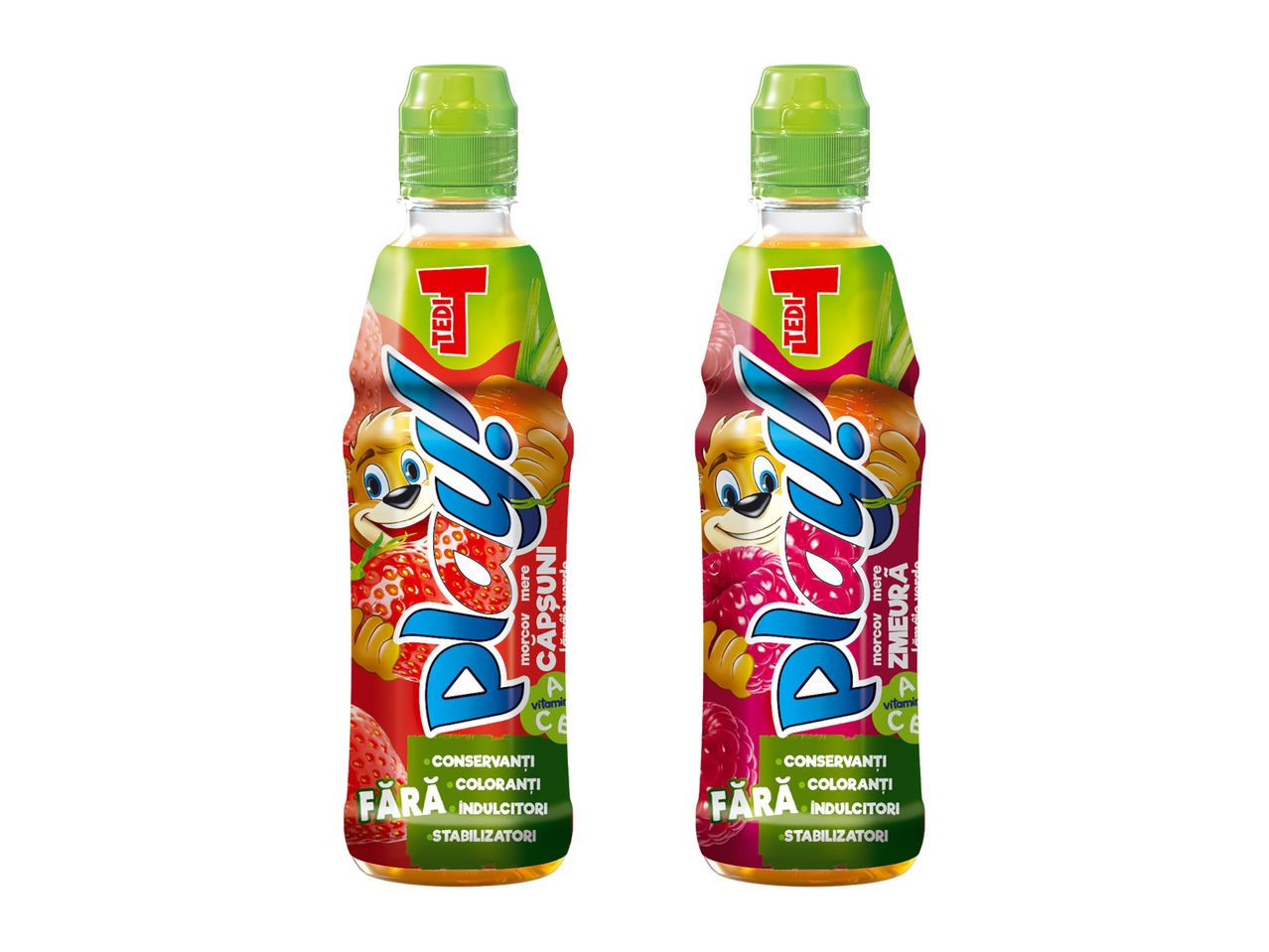 Două sticle de suc de fructe Calpis.