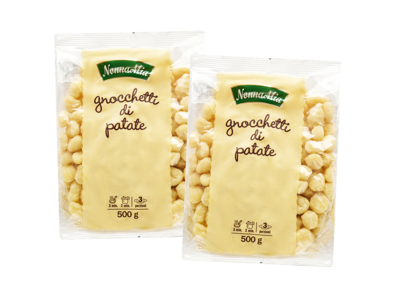 Due pacchi di gnocchi di patate Nonna Mia.